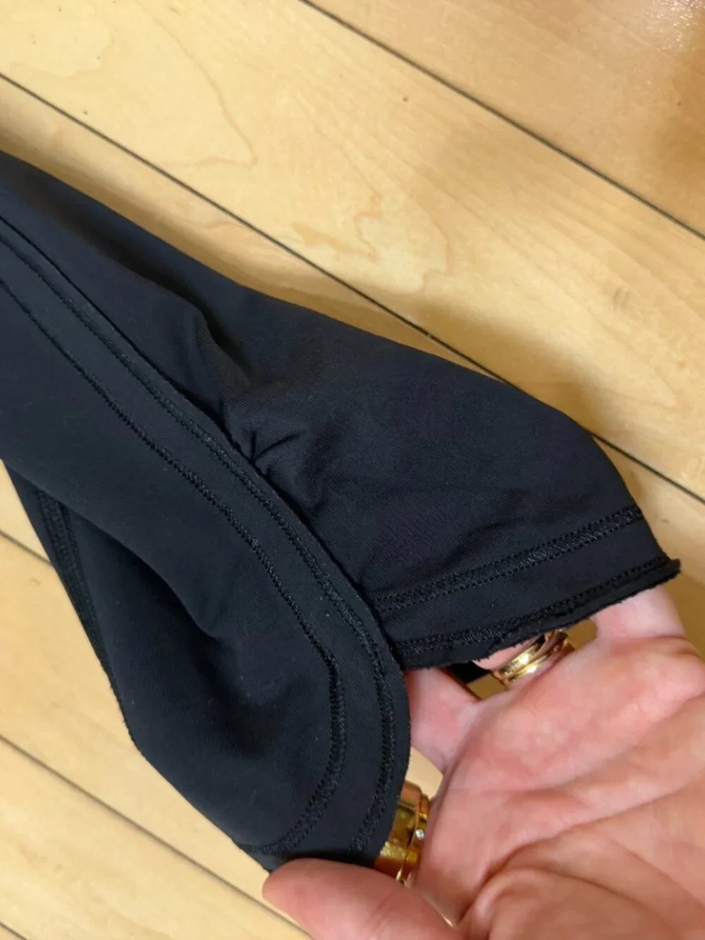 LULULEMON Black Cropped Running Tights Leggings Size 8 Gathered Leg